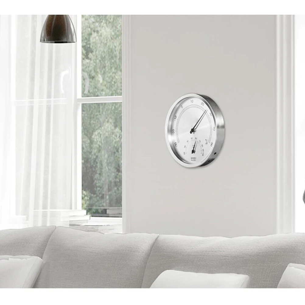 

Stainless Steel Hygrometer Temperature Humidity Monitor Large Display Home Factory Warehouse Use Table Thermometer Hanging