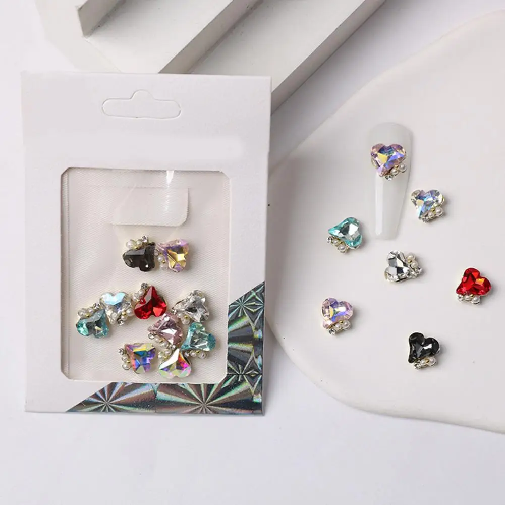 10 قطعة/المجموعة مسمار الفن ديكور شكل قلب الراين مسمار سحر فو اللؤلؤ مانيكير ديكور