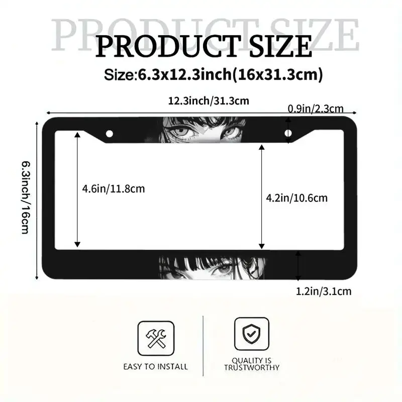Aluminum License Plate Frame, Anime Character Patterns, Beautiful Girl Designs,cat,duck,Frame Bracket With Standard Screw Kits - view 2