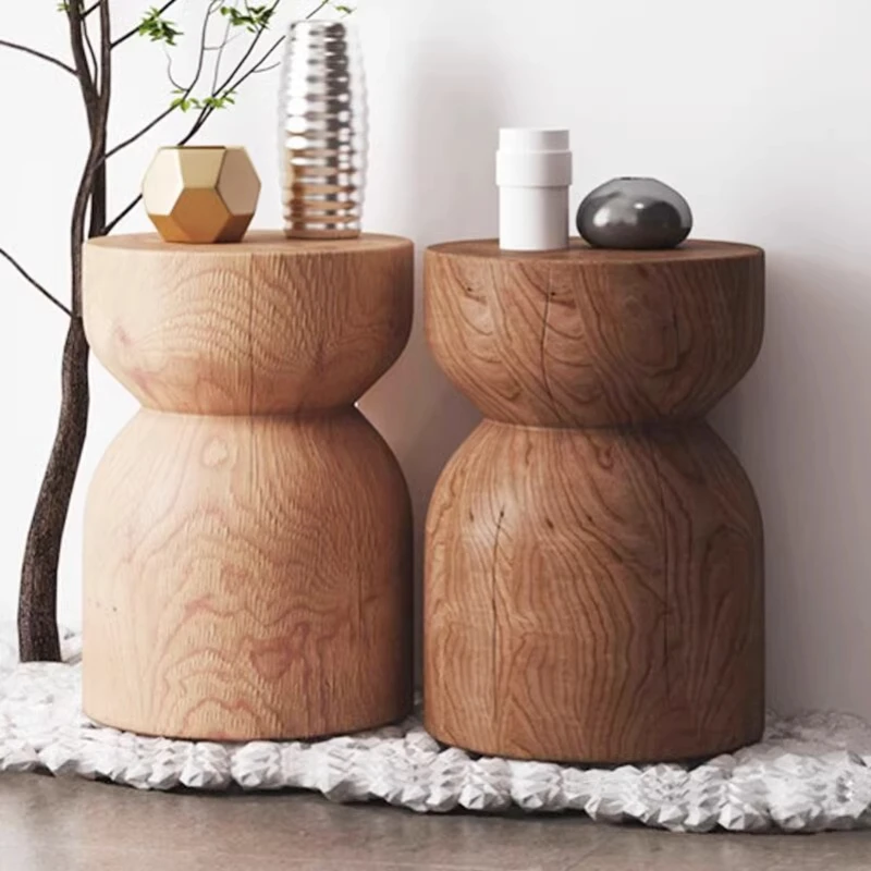 

Nordic solid wood pier coffee table log stool root carving tea table tree root household edge few round living room
