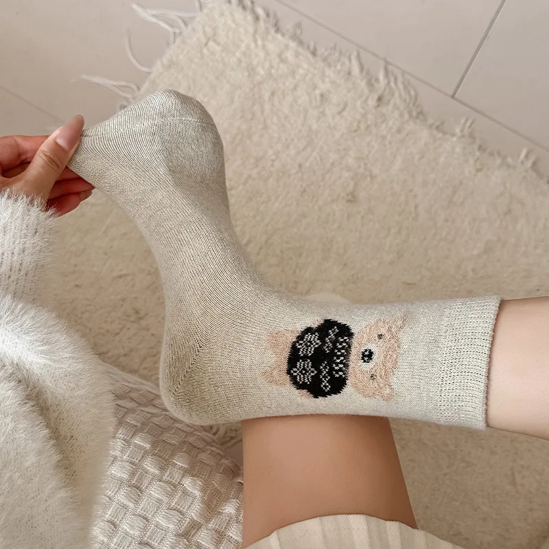 لطيف الكرتون الدب النساء الجوارب الخريف والشتاء رشاقته الدافئة جوارب من الصوف. النساء اليابانية كلية نمط فتاة جوارب أنبوبية متوسطة هدية #6