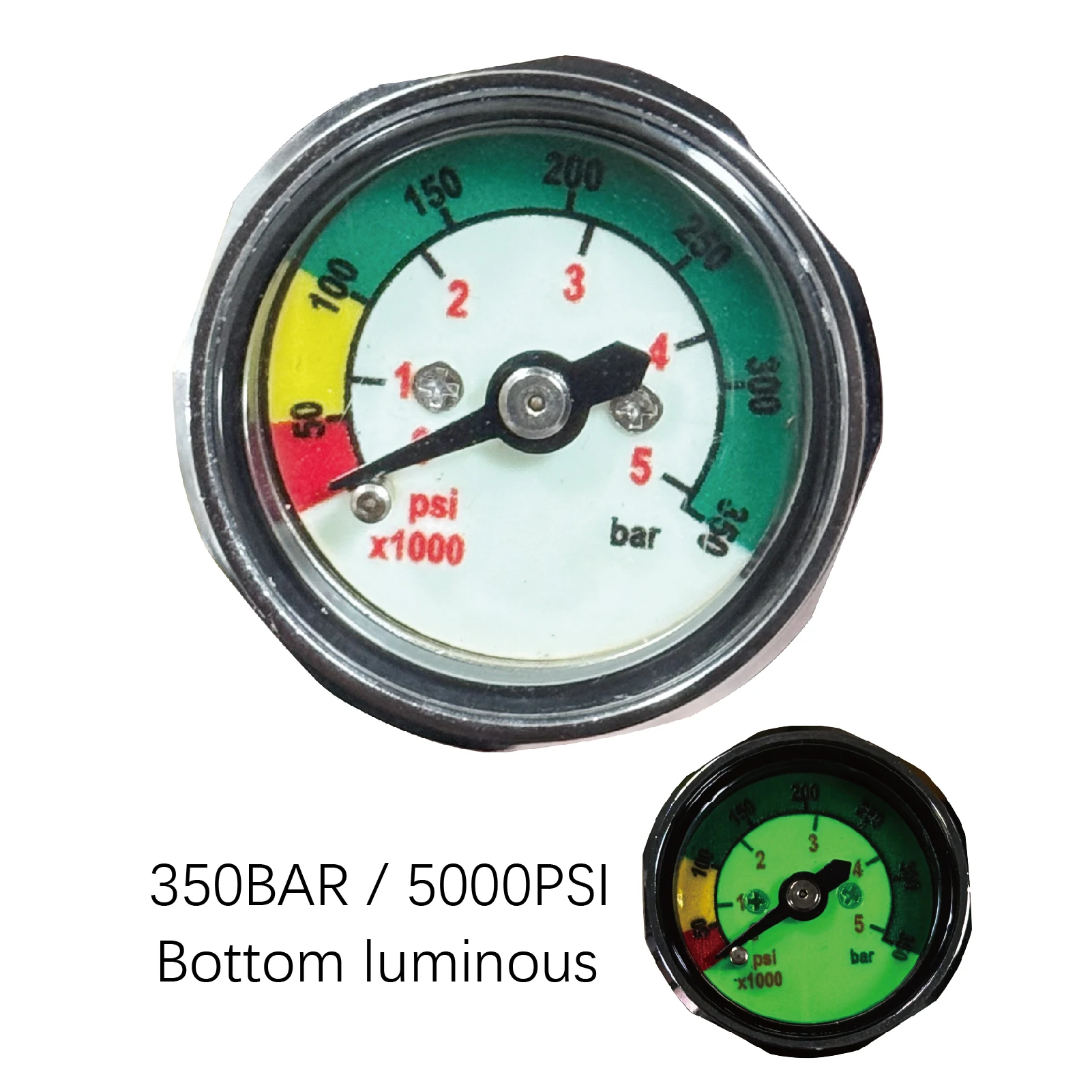 Mini Scuba Diving Pony Bottle Pressure Gauge with 300BAR,Accurate Waterproof Pressure Gauge for Diving Cylinder Scuba Tank
