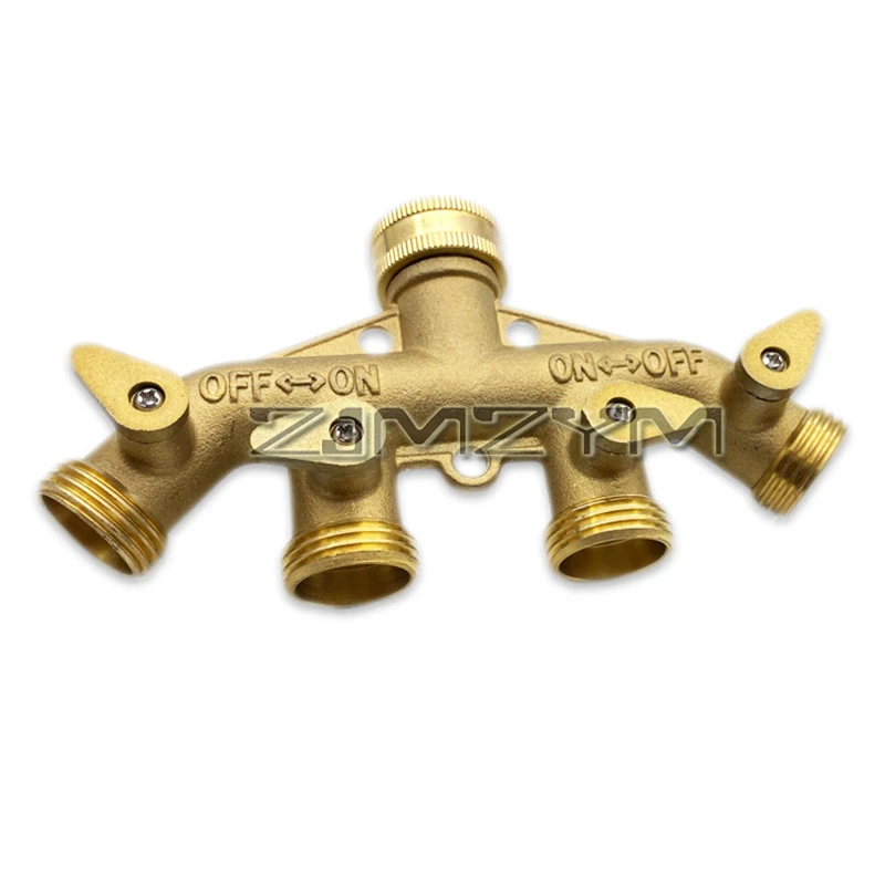 

3/4" Outdoor Garden Threaded Faucet, 4-Way Ball Valve, Solid Brass Hose Connector