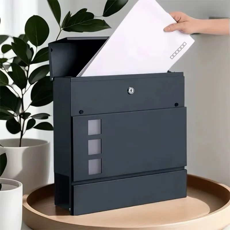 Wall-Mounted Metal Mailbox with Waterproof Anti-Theft Rustproof Features Durable Post Service Residential Outdoor Free Standing