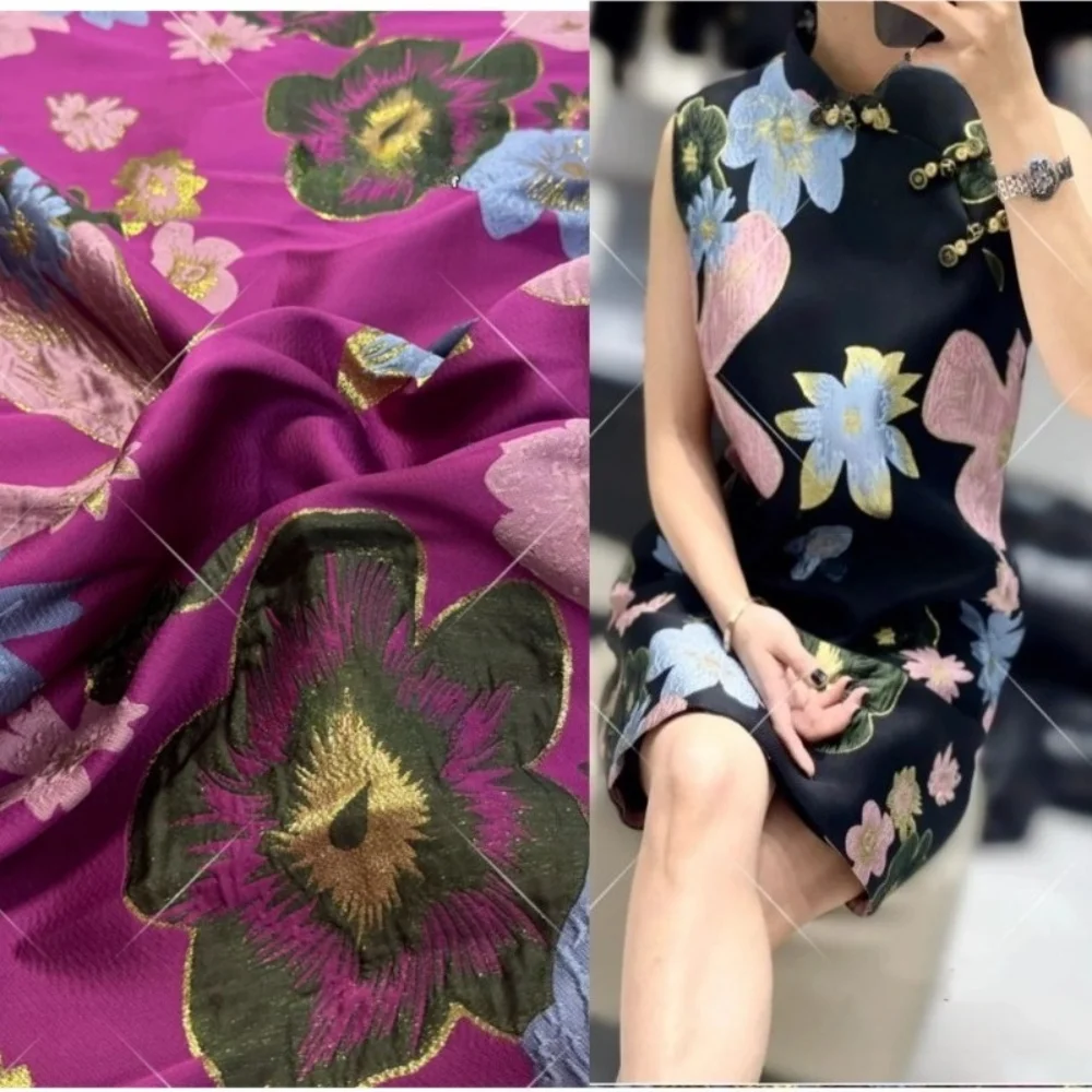 

Metal Wire Relief Brocade Woven Jacquard Fabric Dress Overcoat Fashion Originality Clothing Desing Cloth Fabrics