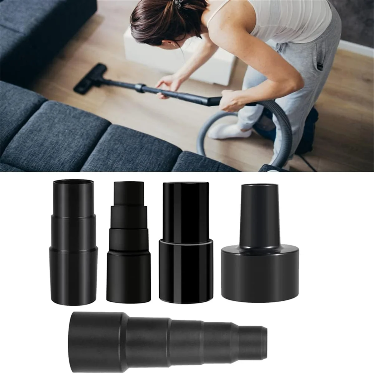 A002 محول خرطوم مكنسة كهربائية عالمية، طقم محول خرطوم مكنسة 5 قطع، محول مرفق مكنسة كهربائية