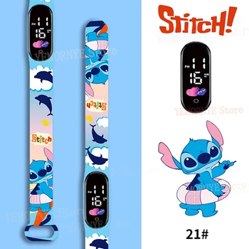 Disney-Stitch Digital Relógios para Crianças, Figuras Anime, Relógio LED Luminoso, Relógio de Toque Impermeável, Relógio Esportivo Eletrônico, Presente de Aniversário Infantil