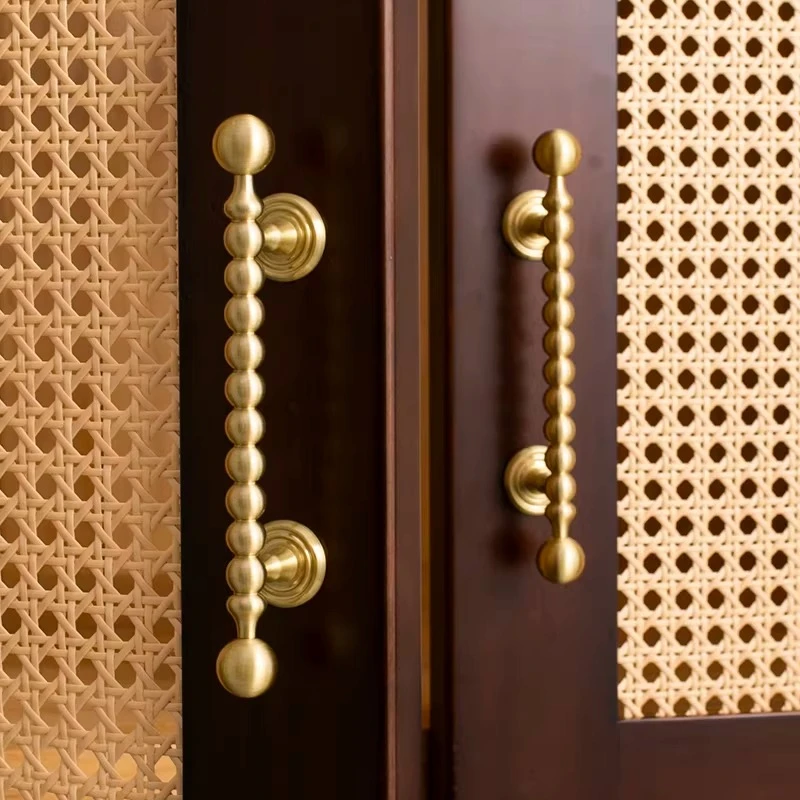 Creative French Cabinet Handle Light Luxury Retro Round Ball Bar Handle Drawer Wardrobe Door Knob Double Hole Brass Ball Handle