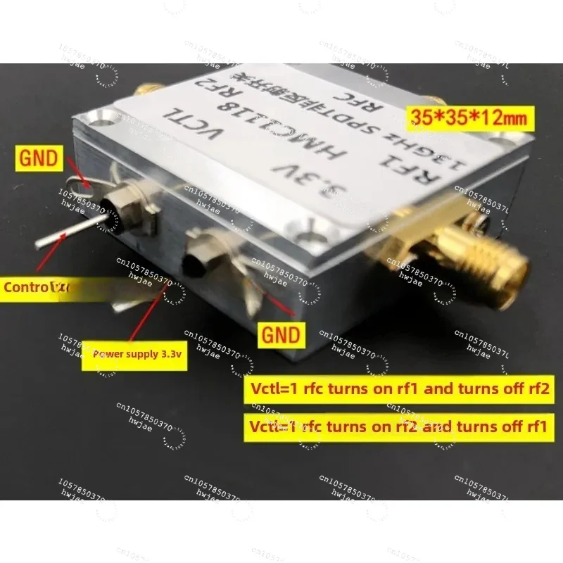 HMC1118 Wideband, Non-Reflective Single Pole Double Throw (SPDT) Switch 13GHz with CNC Housing