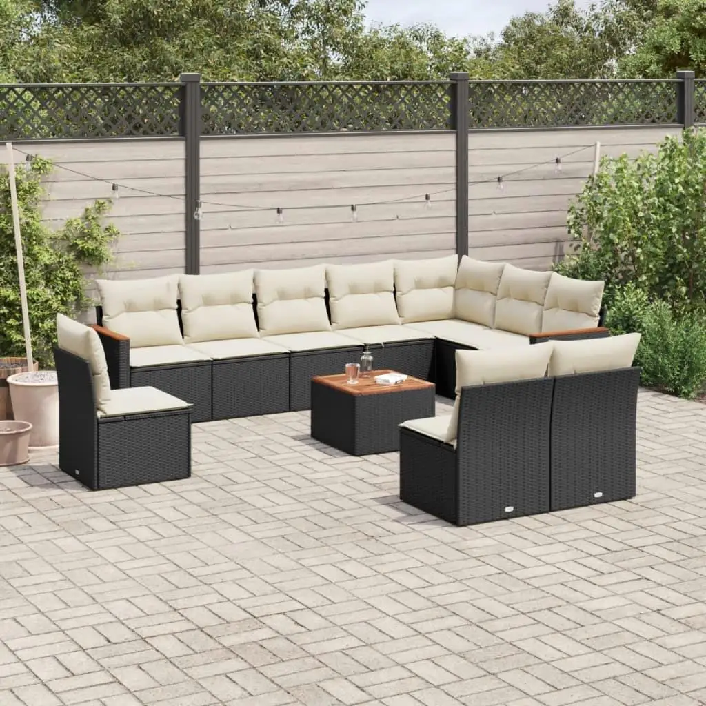 

Stylish Black and Cream Garden Sofa Set Durable Outdoor Seating with Cushions Modern Design for Patio and Backyard