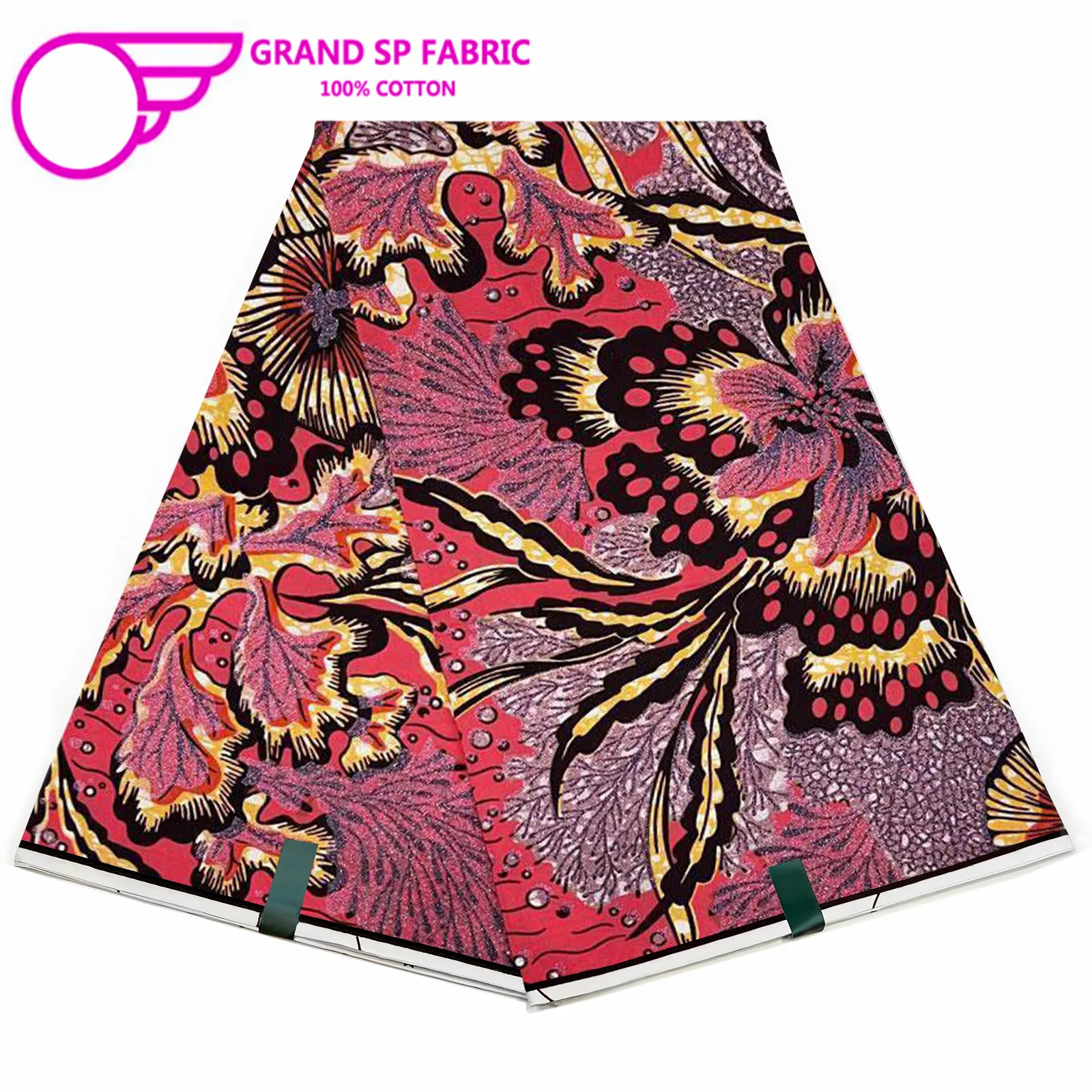 Grand Super Fabric 100% Cotton African Wax Fabric High Quality Wax Print Ankara Fabric For Sewing 6yards Women Fabric VL-28