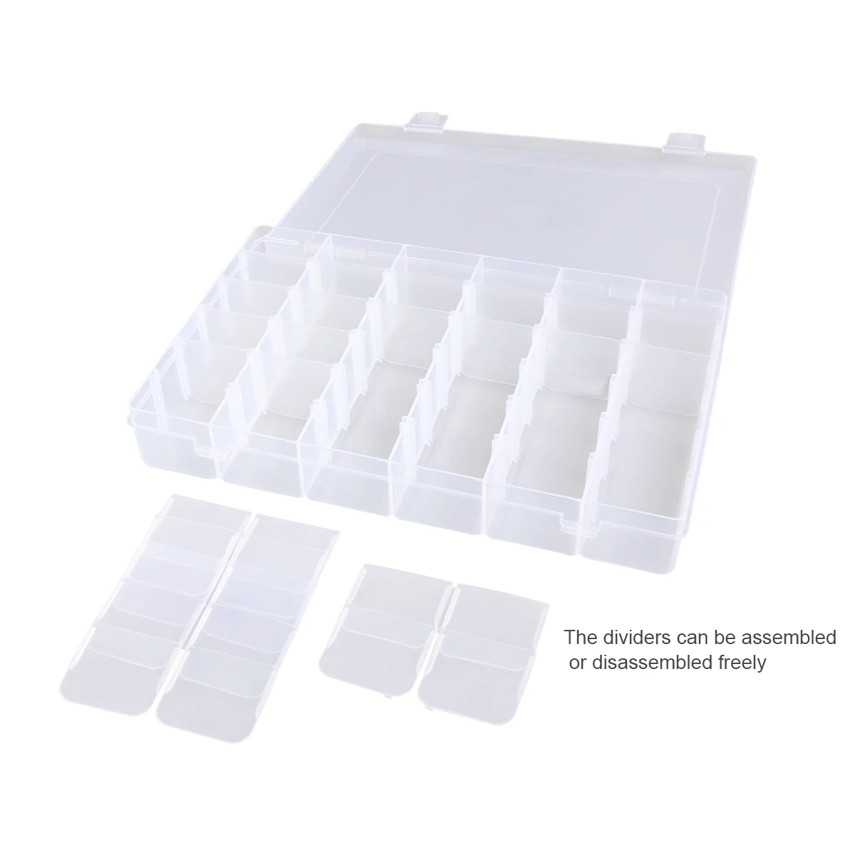 

Clear Hard Plastic Storage Box Organizer 36 Grid Adjustable Dividers Jewelry Case Earrings Rings Beads Pills Container
