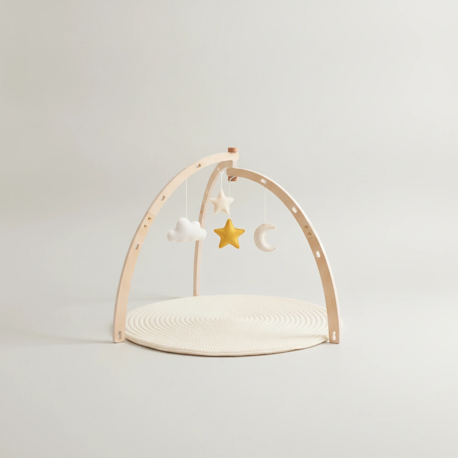 Wooden Play Gym with Mat Natural Infant Activity Gym Gym with Hanging Toys Soft Minimalist for Babies, Tummy Time, Nursery