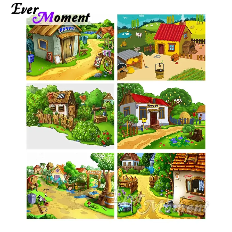 

Ever Moment Diamond Painting Kit Cartoon House Full Square Drills 5D DIY Paintings Velvet Canvas Embroidery Cross Stitch ASF2408