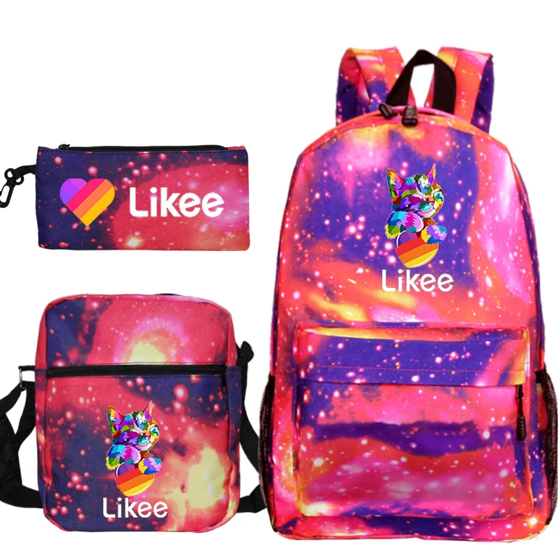 Likee Video Backpack for Teens Sac A Dos 3 PCS/set Mochila LIKEE Backpack School Bags for Teenage Girls Causal Bag Bookbag