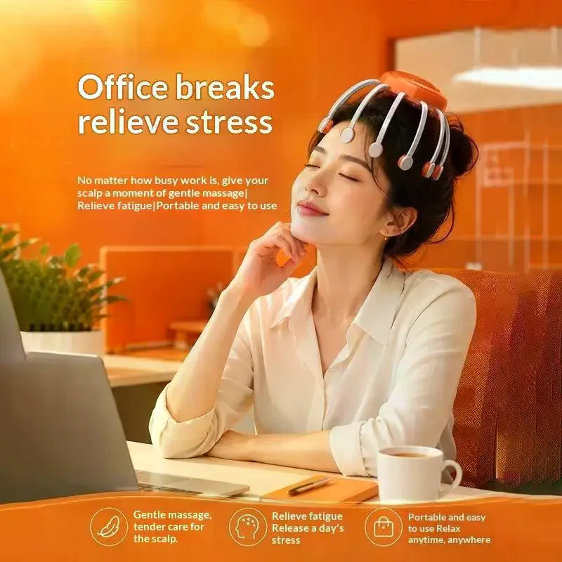 New Intelligent Octopus Head Automatic Massager Head Therapy Massage Machine Relaxation Stress Relief Massage