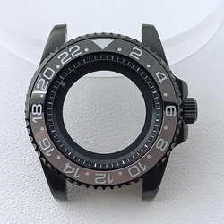 NH35 GMT Case 40.5mm Watches Men's Silvery Full-body mirror FIT NH34 NH35 NH38 Movement Case Sapphire Glass Watch Box 28.5 Dial