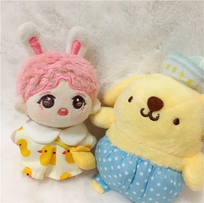 

2Pc/set 10cm cotton cartoon doll clothes with bag handmade cute little duck dress plush doll gift korean popular COS set