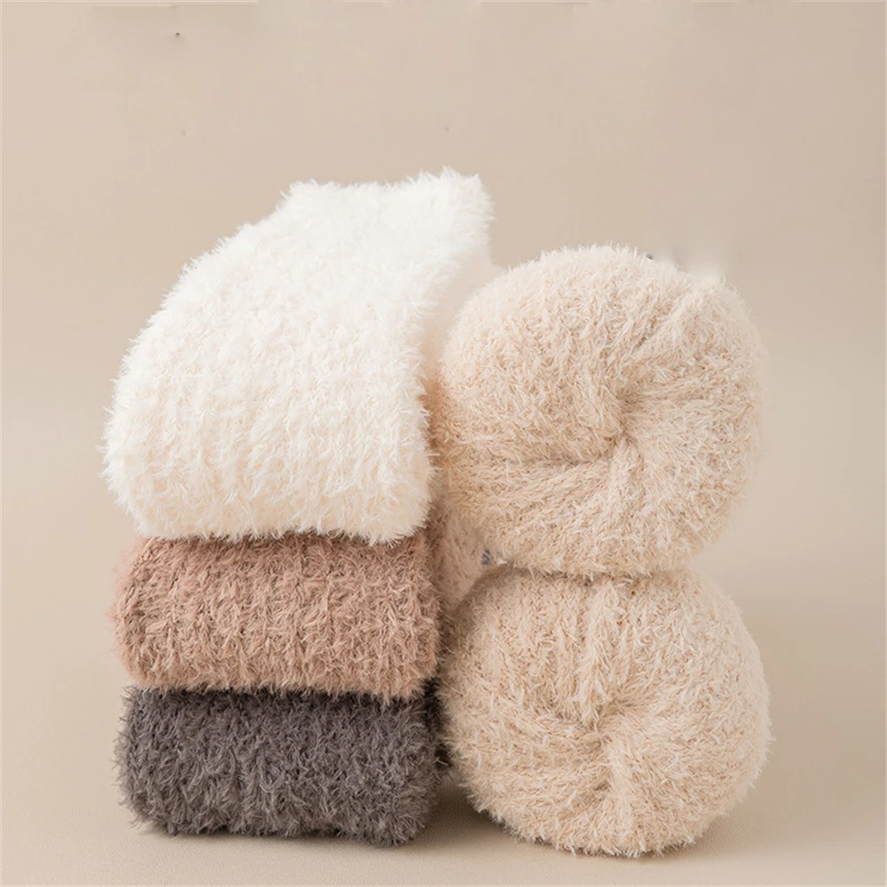 Women Autumn Winter Warmth Long-tube Leggings Coral Fleece Thickened Pile Socks Sleeping Knee Pads Over-the-knee Leg Warmers New