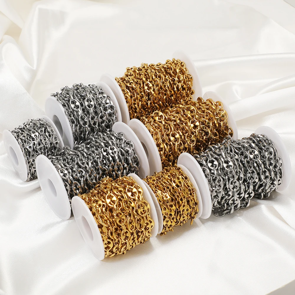 1 Meter Edelstahl O-Link Rolo-Kette für DIY-Schmuck, Armbänder, Halsketten, Ohrringe und Zubehör – Detail 5