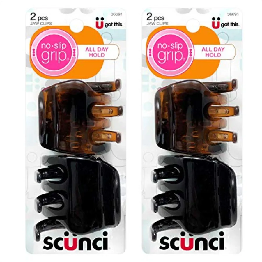 

Scunci Slip Grip Chunky Jaw Clips AllDay Hold 2Pieces per Pack 2Pack