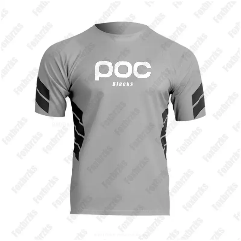 Blacks poc 2024 Mx Short Sleeve T-shirt Motocross Cycling Jersey Downhill Mountain Bike MTB Shirts Offroad DH Motorcycle Wear