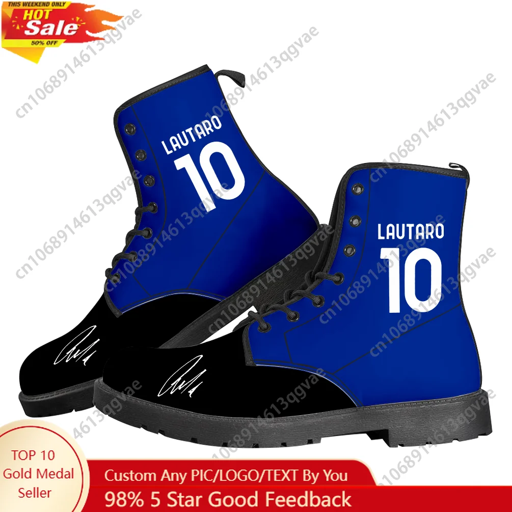 

Lautaro No.10 Boots Mens Womens Teenager Leather Shoes Argentina Soccer Star Casual Boot High Quality Couple Customize Shoe