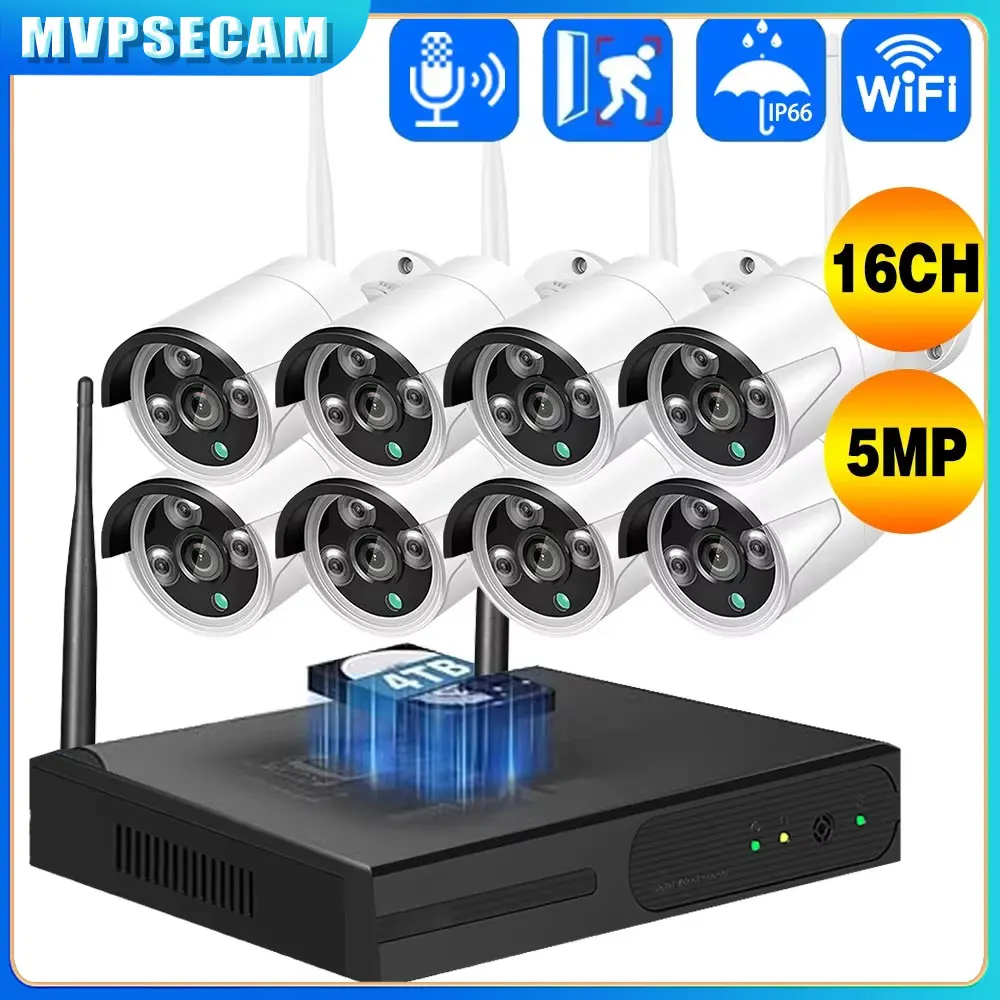 

HKIXDSTE 5MP Wi-Fi камера видеонаблюдения система обнаружения ИК ночного видения пуля камера набор 16CH NVR беспроводная система видеонаблюдения