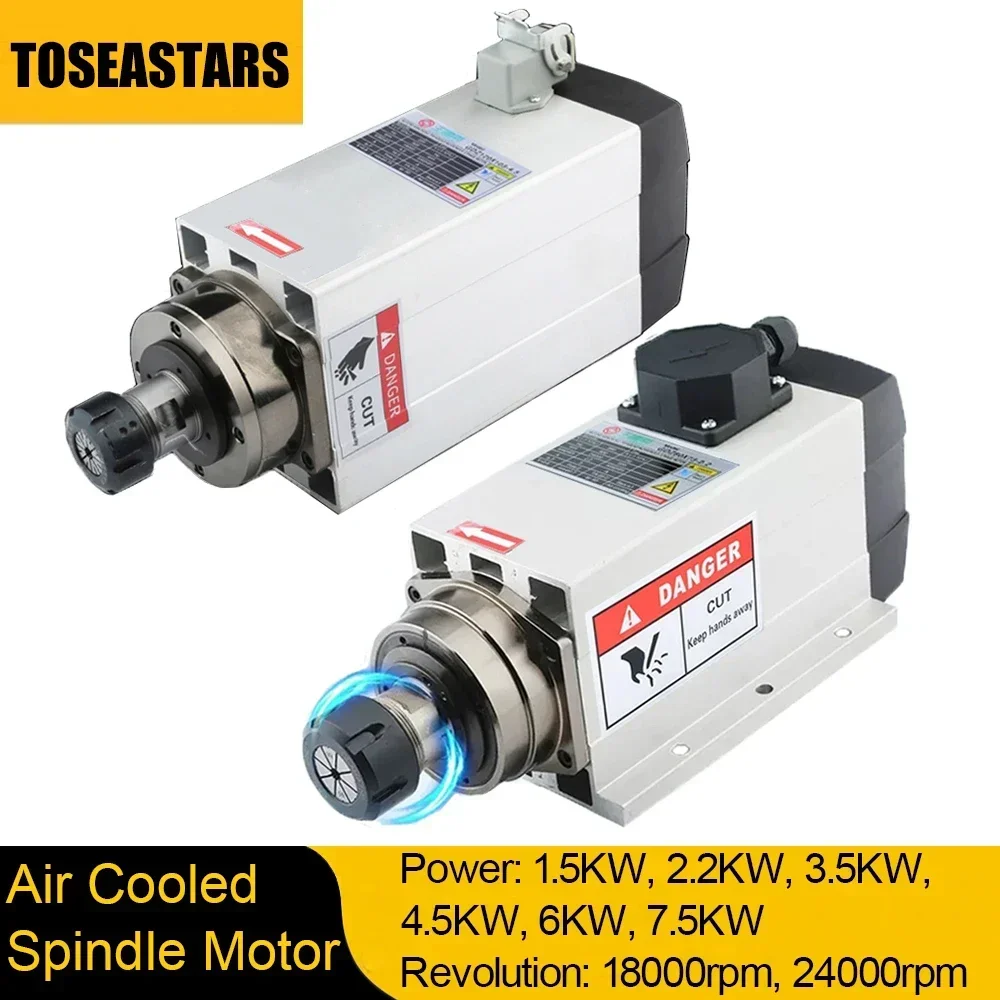 CNC Air Cooled Spindle Motor 1.5KW 2.2KW 3.5KW 4.5KW 6KW 7.5KW 220V 380V 4 Bearings CNC Spindle for CNC Router Carved wood