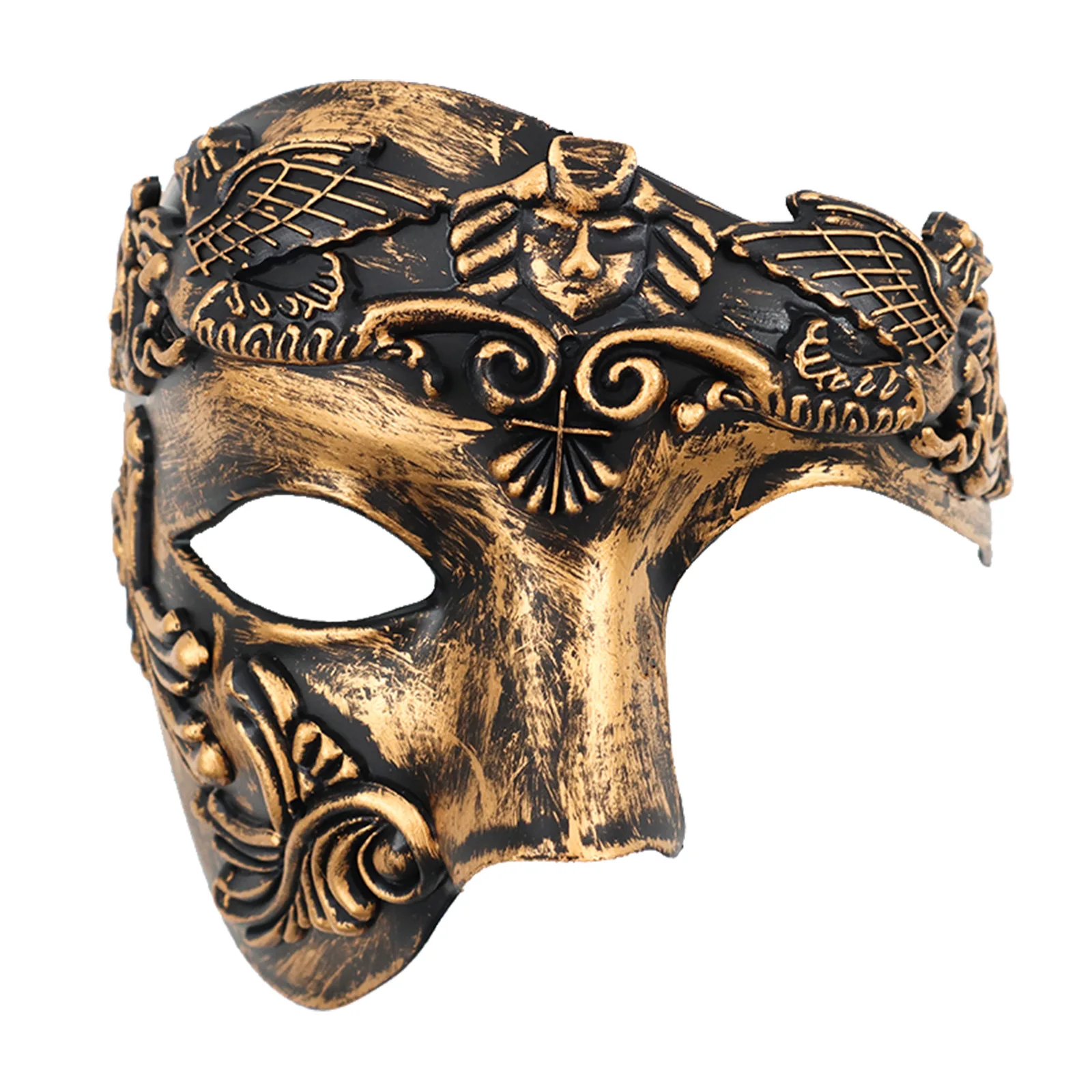 Masquerade Mask Men's Italian Prom Mask Vintage Phantom of The Opera One Eyed Half Face Venetian Roman Samurai Mask Easter Props - view 2