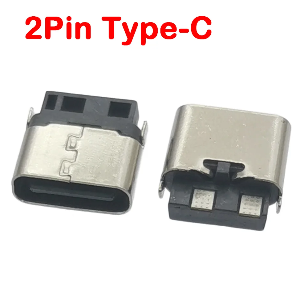 1000pcs/Lot Micro USB Type C 2P Female Connector Socket Jack For Mobile Phone Charging Port Dock 2 Pin