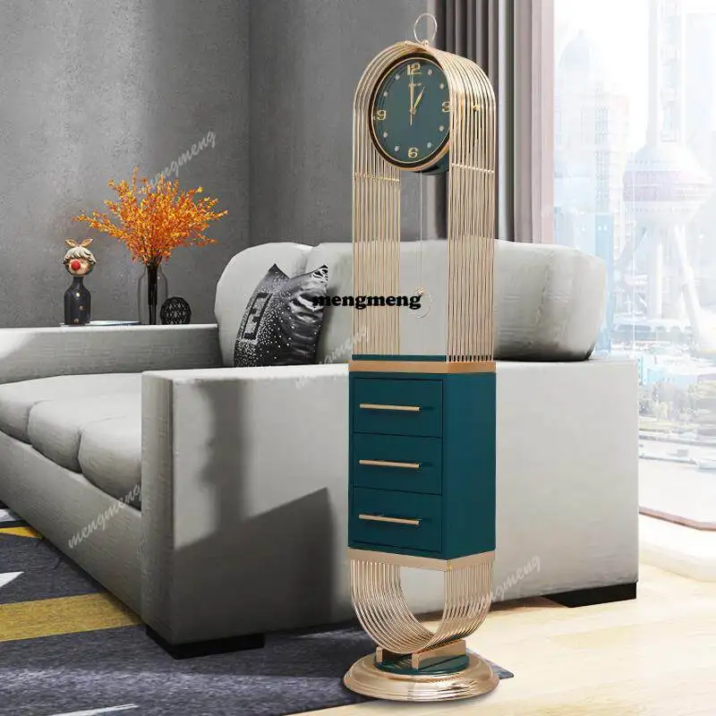 Light luxury floor clock next to living room corner cabinet ornament clock household fashion modern standing clock