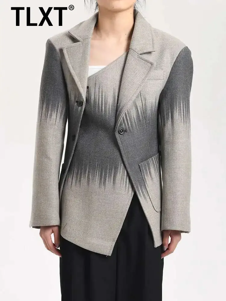 

TLXT, свободная элегантная шерстяная куртка с нерегулярными пуговицами, новая женская куртка с лацканами и длинными рукавами, модный тренд, весна 2025, новые пальто XK1408
