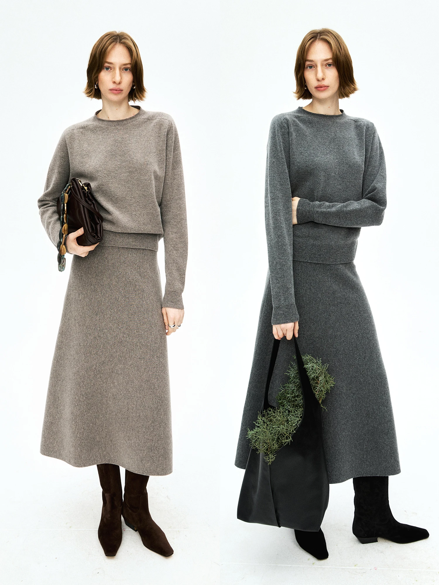 

Вязаный свитер MRS Studios Camere из шерсти с длинными рукавами и юбка-солнце в комплекте: женский премиальный модный комплект из двух предметов