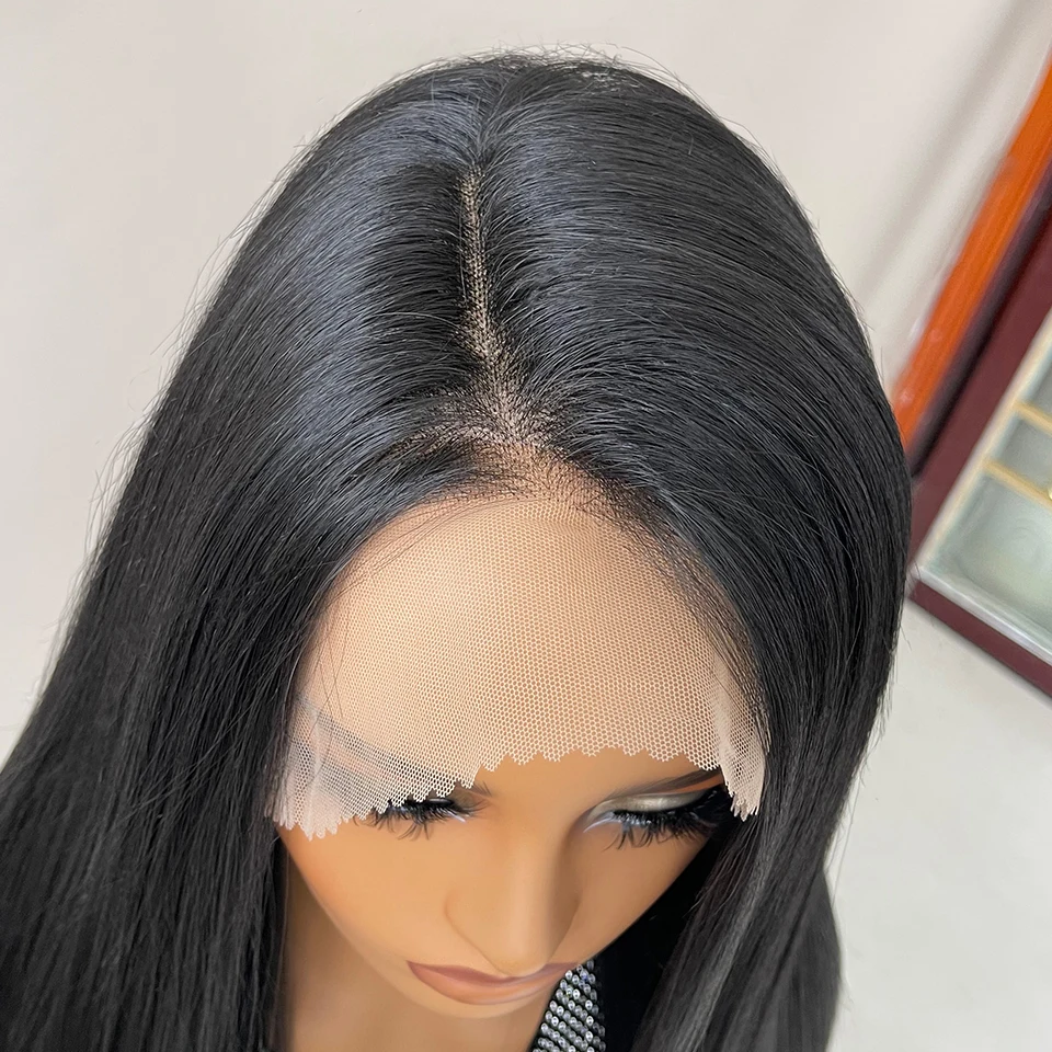 13x6 Synthetische Lace Front Perücken 30 Zoll Lange Gerade Blonde Perücke Für Schwarze Frauen Natürliche Ombre Braun Cosplay Highlight Spitze Perücke – Detail 7