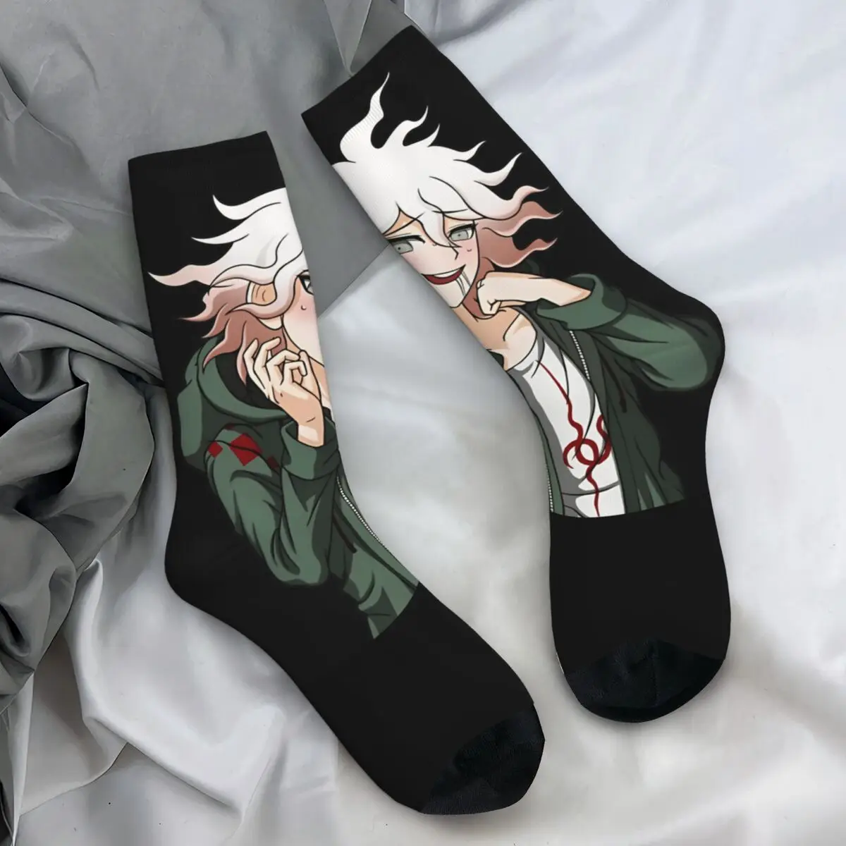 Nagito Komaeda Voice Socks Danganronpa Makoto Vintage Stockings Winter Anti-Slip Women Men Socks Warm Custom Skateboard Socks