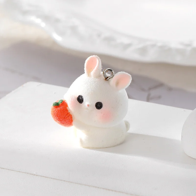 10Pcs 3D Flocking Resin Charms Cartoon Animal Pendant for Necklace Earrings Keychain Making DIY Jewelry Accessories Wholesale