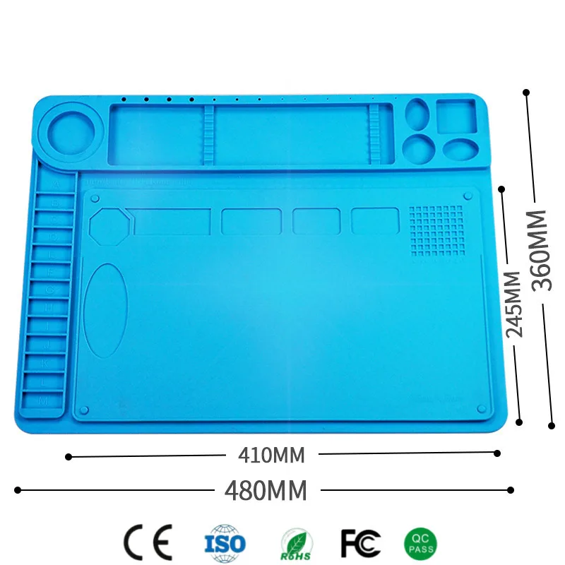

2 in 1 High Temperature Resistant Silicone Work Pad with Magnetic Screw Positioning & Multi-Compartments for Electronics Repairs