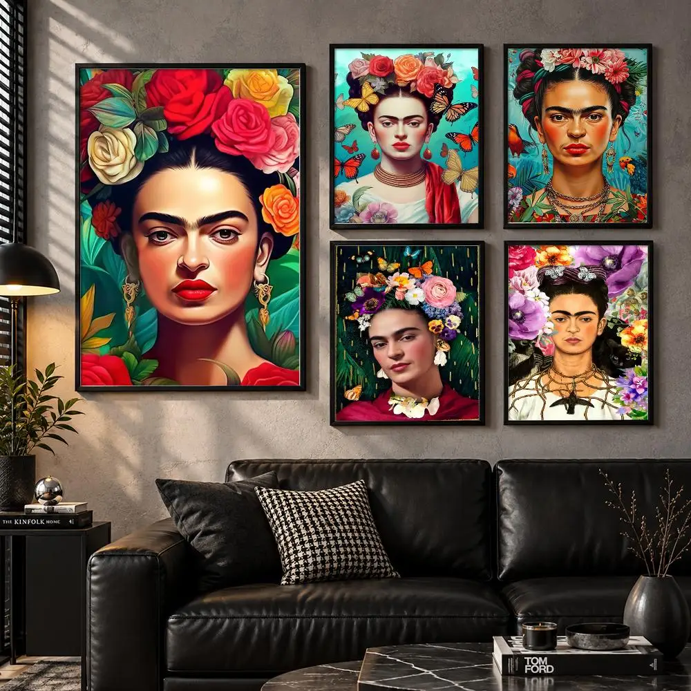 F-Frida K-KahloS Art Flowers Poster Trendy And Easy-to-Apply Wall Art Stickers For Home Decor And Dorm Room Walls