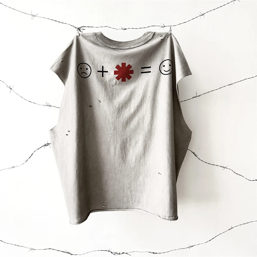 Nice Washed Saint CHOOSE NOT A LIFE OF IMITATION RHCP Cut Sleeves T-shirt Men Women High Quality Heavy Fabric Tops Tee T Shirt