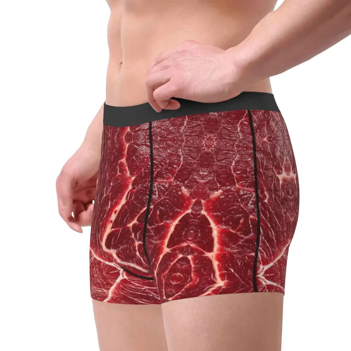 Men's Boxer Briefs Shorts Panties Steak Texture Breathable Underwear Male Funny S-XXL Underpants