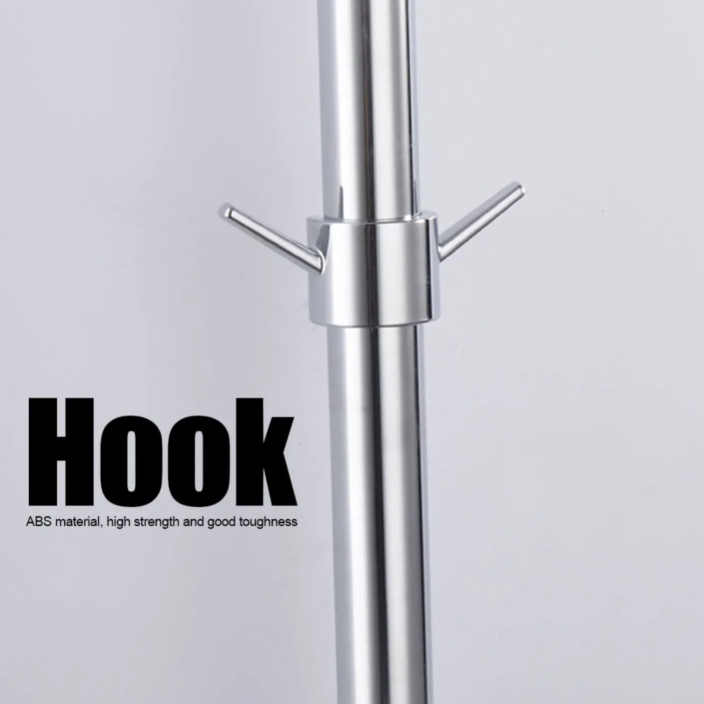 3Pcs ABS Shower Rod Hook Silver Electroplating Finish Bathroom Hook Clip On Style No Drill Design Shower Rod Clamp Hook