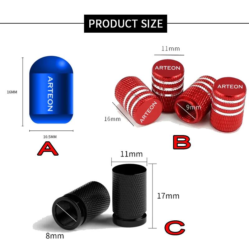 4pcs/set Car Wheel Tyre Valve Stem Auto Tire Cover For Volkswagen VW Arteon Emblem Touran Phideon Vento MK6 Exterior Accessories