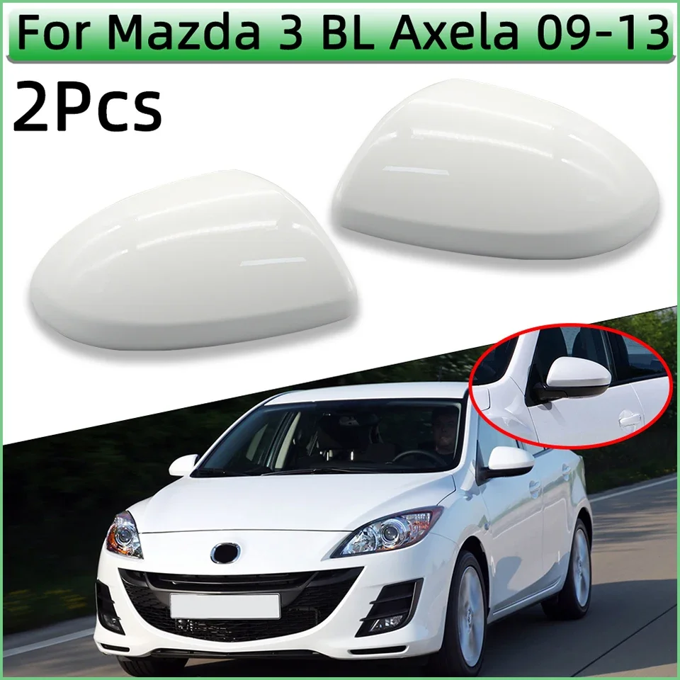 2Pcs Car/Auto For Mazda 3 Axela BL 2009 2010 2011 2012 2013 Mirror Cap Rearview Mirror Cover Shell Housing Wing Side Mirror