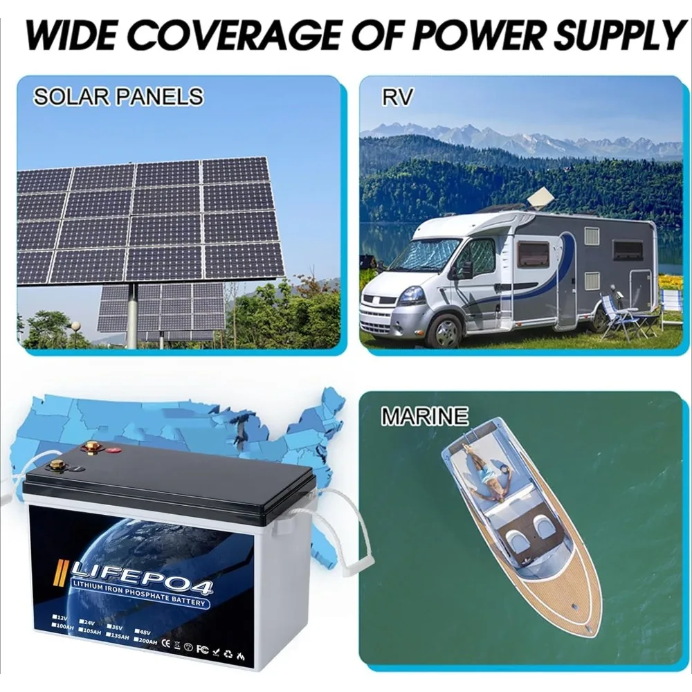 Small 12V 200Ah LiFePO4 Battery w/ 200A BMS - 2560W Max Power, 15K+ Cycles Lithium Iron Phosphate