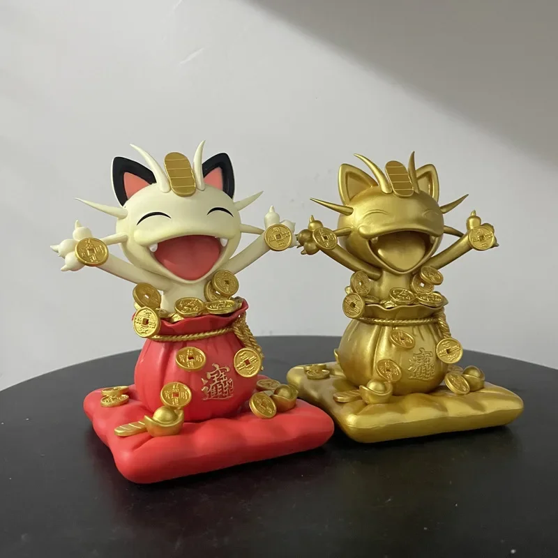 Pokémon Sprinkle Gold Coins Meowth Cute Gk PVC Statue Action Figurine Desk Collectible Anime Model Toys Figures Gift 13cm