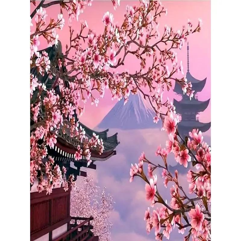 

GATYZTORY 40x50cm Painting By Numbers For Adults Cherry Blossom Paint By Number DIY Gift Unique Japanese Home Decors Artwork