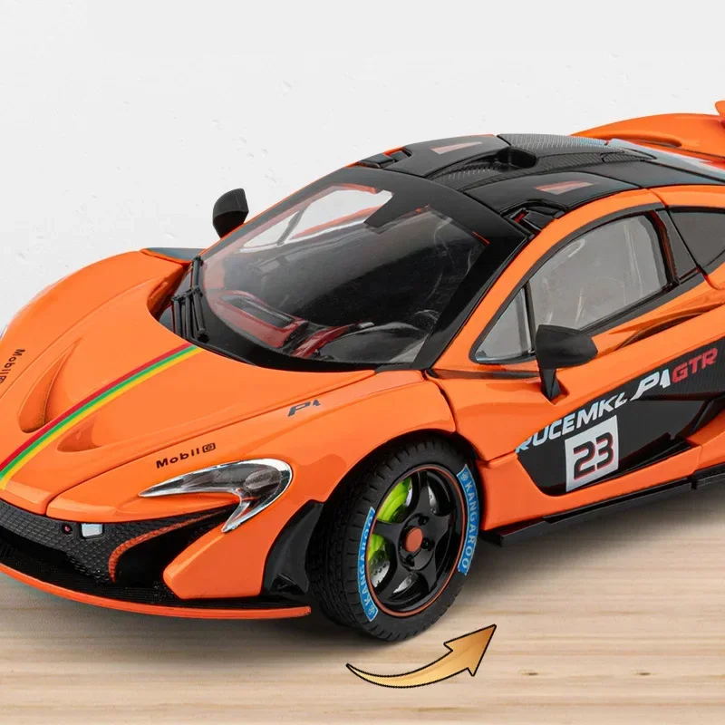 

1/24 P1 GTR Alloy Sports Car Model Diecasts Metal Track Racing Vehicles Car Model Simulation Sound and Light Childrens Toys Gift