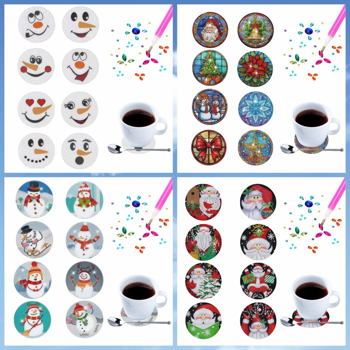 

8 шт./компл. рождественских художественных подставок для рисования своими руками без подстаканников, подходит для украшения стола домашнего офиса