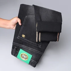 Black gray jeans men 2024 new fashion slim fit skinny stretch casual all-match business office shopping long pants